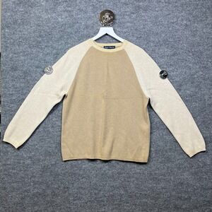 High Sierra Sweater Men's Brown Cream Knit Raglan Sleeves Pullover - Medium